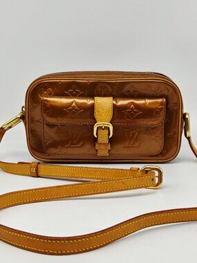 Louis Vuitton Vernis Christie MM Bronze Crossbody Shoulder Bag Patent Leather